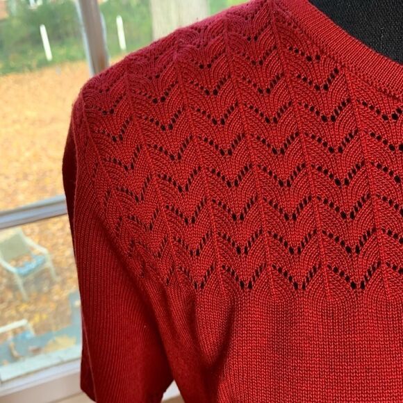 Alfred Dunner petite large rust-colored short sleeved sweater pullover - Picture 6 of 6